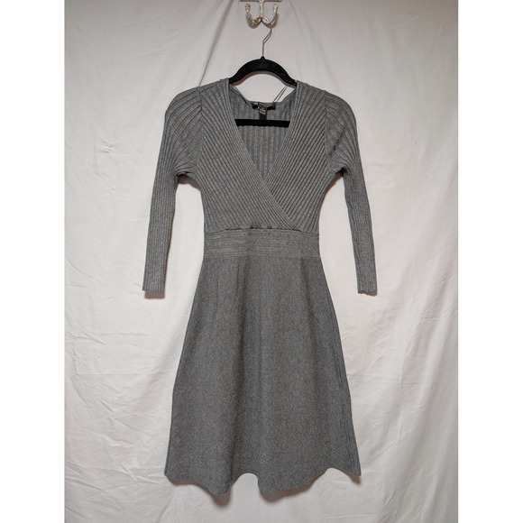 INC International Concepts Dresses & Skirts - INC International‎ Concepts Gray Ribbed Knit Fit & Flare Sweater Dress Medium